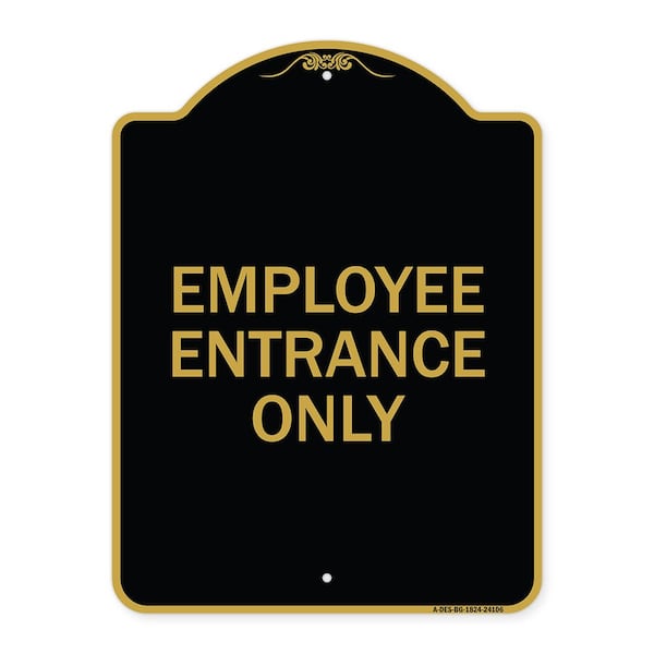 Signmission Designer Series Sign-Employee Entrance Only, Black & Gold Aluminum Sign, 18" H, BG-1824-24106 A-DES-BG-1824-24106 - main